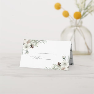 Winter Evergreen Elegant Bridal Shower Place Card