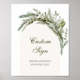 Winter Evergreen Elegant Custom Text Sign