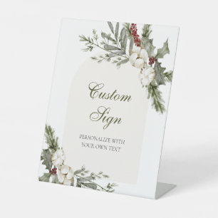 Winter Evergreen Elegant Custom Text Sign