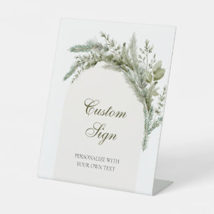 Winter Evergreen Elegant Wedding Custom Text Sign
