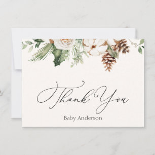 Winter Evergreen Greenery Thank You  Note Card
