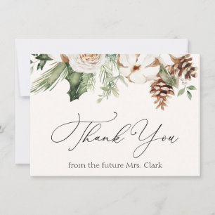 Winter Evergreen Greenery Thank You  Note Card