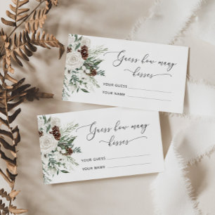 Winter evergreen guess how many kisses bridal enclosure card