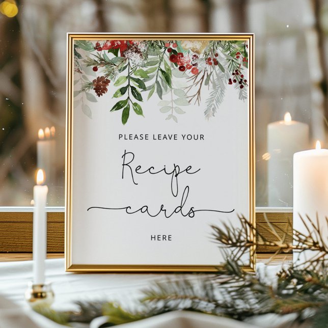 Winter evergreen leave your recipe card here poster (Creator Uploaded)