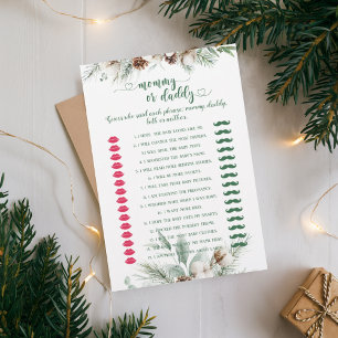 Winter Evergreen Mummy or Daddy baby shower game