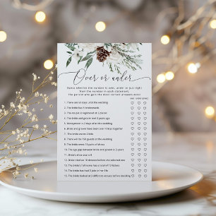 Winter evergreen over or under bridal shower game