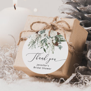 Winter evergreen pine tree bridal shower favour ta tags