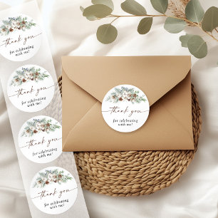 Winter Evergreen Thank You Favor Sticker