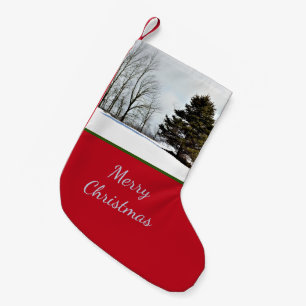 Winter Evergreen Tree Small Christmas Stocking