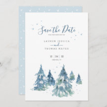 Winter Evergreen Tree Watercolor Wedding