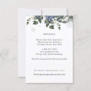 Winter Evergreen Wedding Details Card