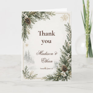 Winter Evergreen Wedding Thank You Card