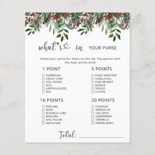 Winter evergreen whats in your purse baby shower