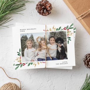 Winter Evergreens, Landscape Large Photo Holiday Card