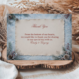 Winter Evergreens Surround Winter Thank You Card