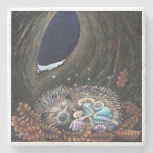 Winter Fairy Guardian of Dreams Stone Coaster