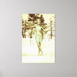Winter Fairy in Snowy Forest Fantasy Art Canvas Print