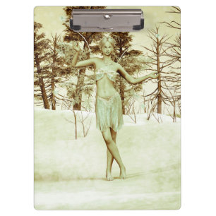 Winter Fairy in Snowy Forest Fantasy Art Clipboard