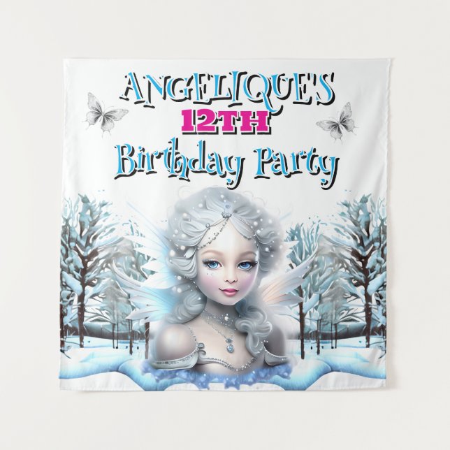 Winter fairy party decorations girls birthday tapestry (Front)