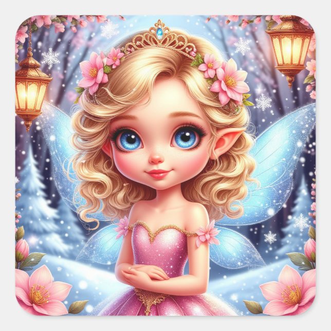 Winter Fairy Princess For Fantasy Lovers Square Sticker (Front)