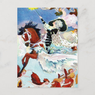 Winter Fairy Riding a Flying Horse Postcard