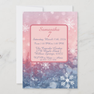 Winter Fairy Tale Invitation, Romantic Snowflake  Invitation