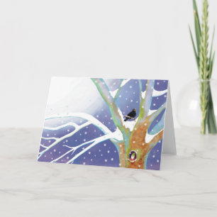 Winter Fairy Tale - Singing Blackbird and a gnome Card