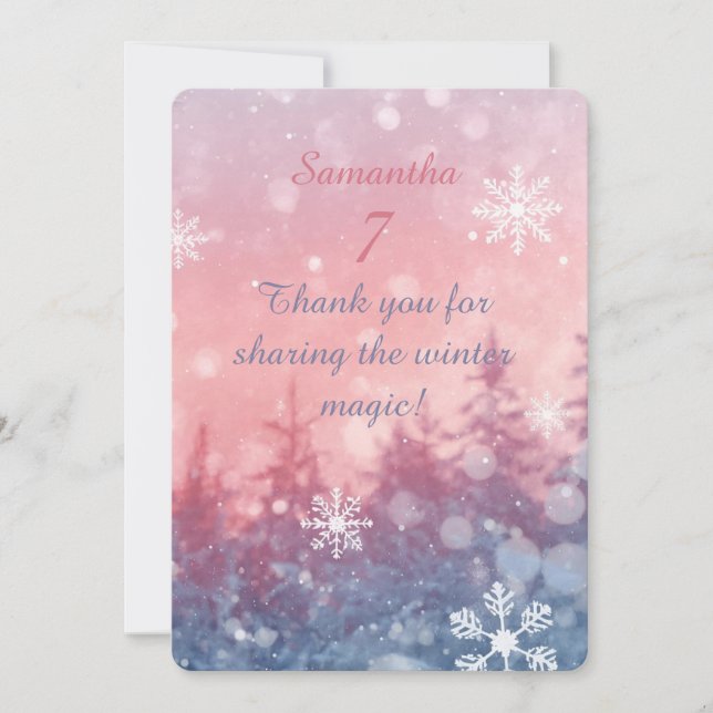 Winter Fairy Tale Thank You Card, Romantic  (Front)
