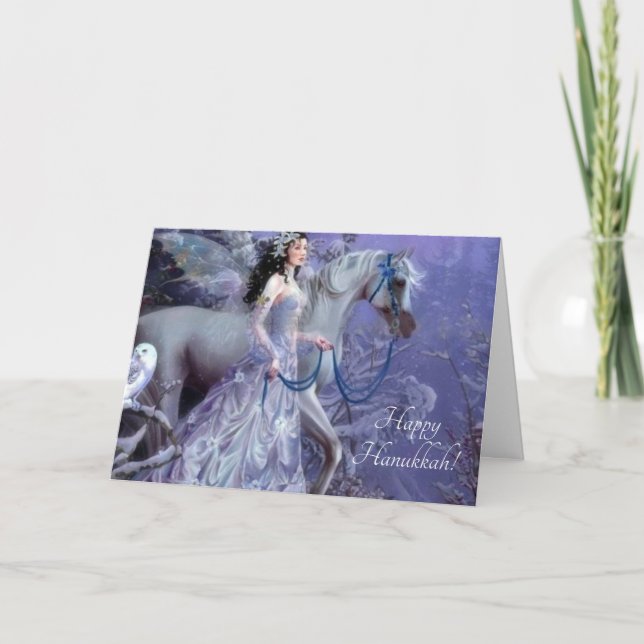 winter fairy with horse holiday card (Front)