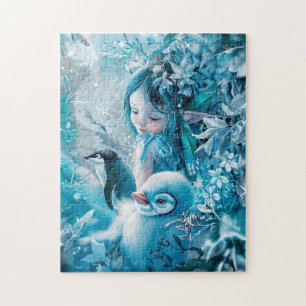 Winter Fairy with Penguin Companion Jigsaw Puzzle