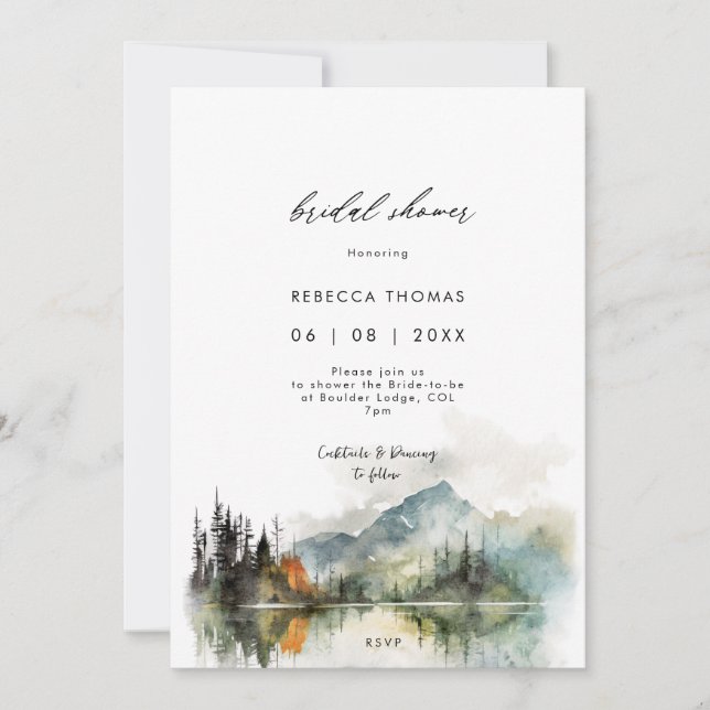 winter fall forest rustic bridal shower invitation (Front)
