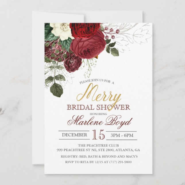Winter Fall Holiday Bridal Shower Invitation (Front)