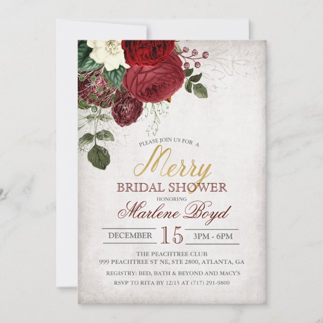Winter Fall Holiday Bridal Shower Invitation (Front)