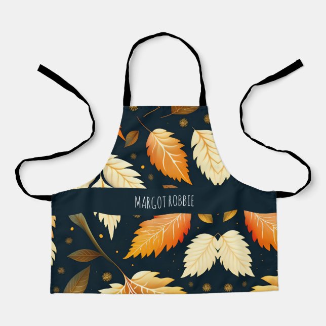 Winter falling leaves Orange Gradient Pattern Apron (Front)
