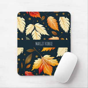 Winter falling leaves Orange Gradient Pattern Mouse Mat