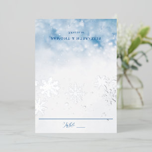 Winter Falling Snow Foil Wedding Table Place Card