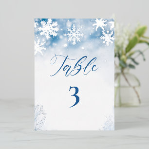 Winter Falling Snow Forest Rustic Wedding Table Nr