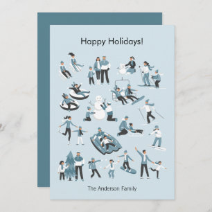Winter Family Fun Christmas Holiday Card