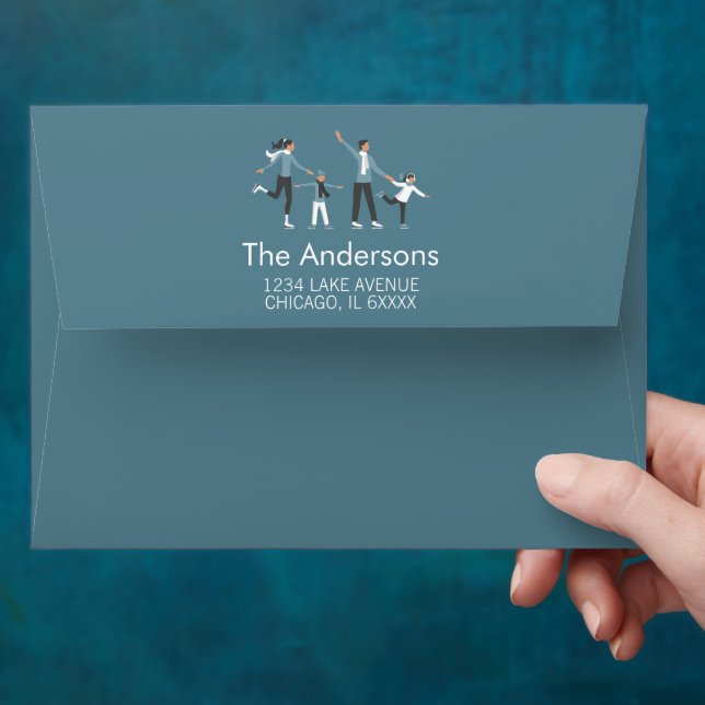 Winter Family Fun Christmas Holiday Envelope (Hand)