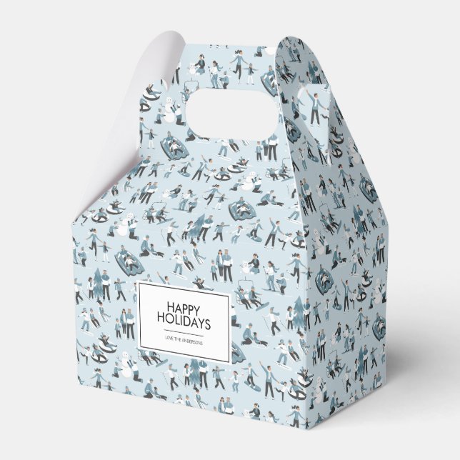 Winter Family Fun Christmas Holiday Favour Box (Front Side)