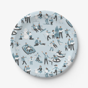 Winter Family Fun Christmas Holiday Paper Plate