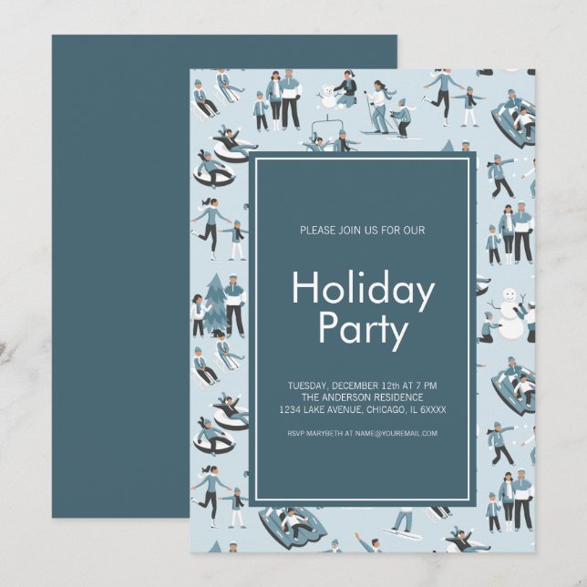 Winter Family Fun Christmas Holiday Party Invitation (Front/Back)