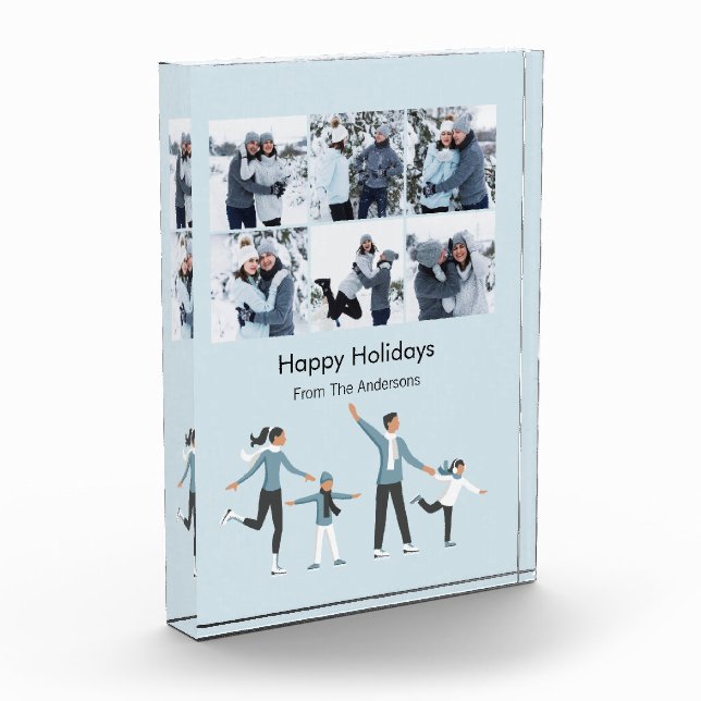 Winter Family Fun Christmas Holiday Photo Block (Left)