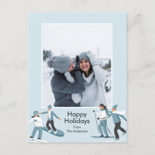 Winter Family Fun Christmas Photo Holiday Postcard