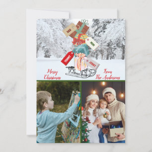 Winter Family Photo Gift Sled Merry Christmas Holiday Card