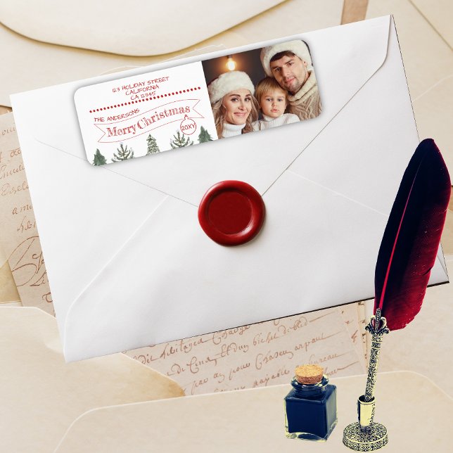 Winter Family Photo Merry Christmas Return Address (Creator Uploaded)