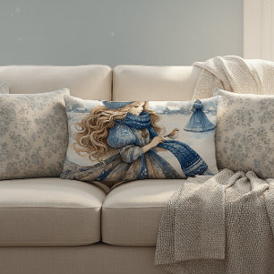 Winter Fantasy Princess in a Snowy Fairytale Lands Lumbar Cushion