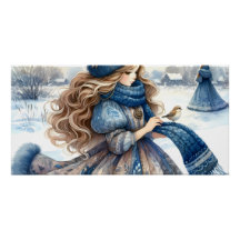 Winter Fantasy Princess in a Snowy Fairytale Lands