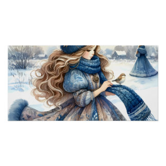Winter Fantasy Princess in a Snowy Fairytale Lands Poster