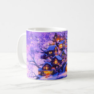 Winter Fantasy Snowy Tree Village Landscape Coffee Mug